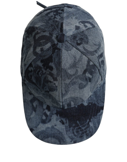 Dolce & Gabbana Men's Blue All Over Logo Cotton Baseball Cap Hat