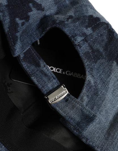 Dolce & Gabbana Men's Blue All Over Logo Cotton Baseball Cap Hat