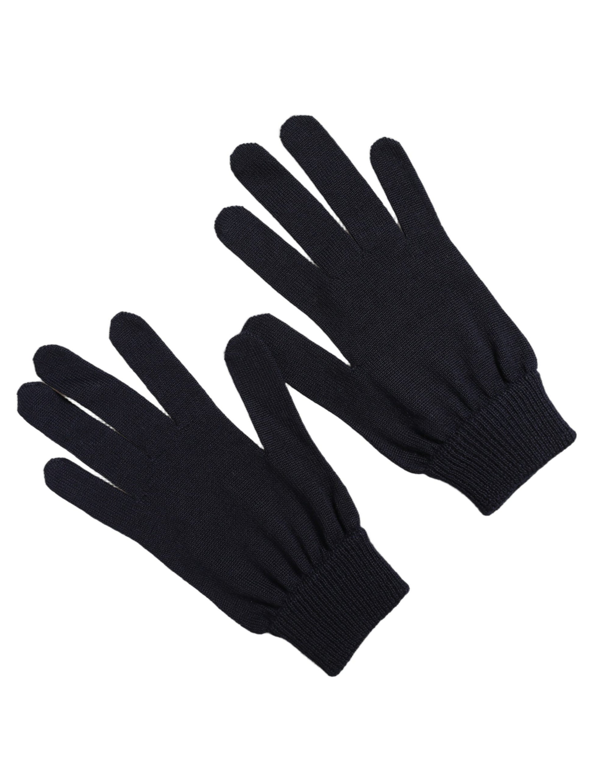 Dolce & Gabbana Dark Blue Cashmere Knitted Winter Gloves