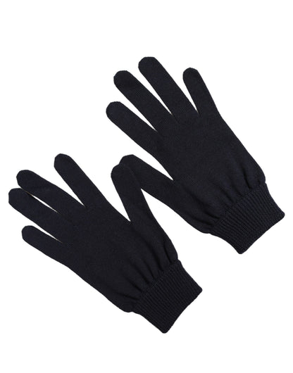 Dolce & Gabbana Dark Blue Cashmere Knitted Winter Gloves