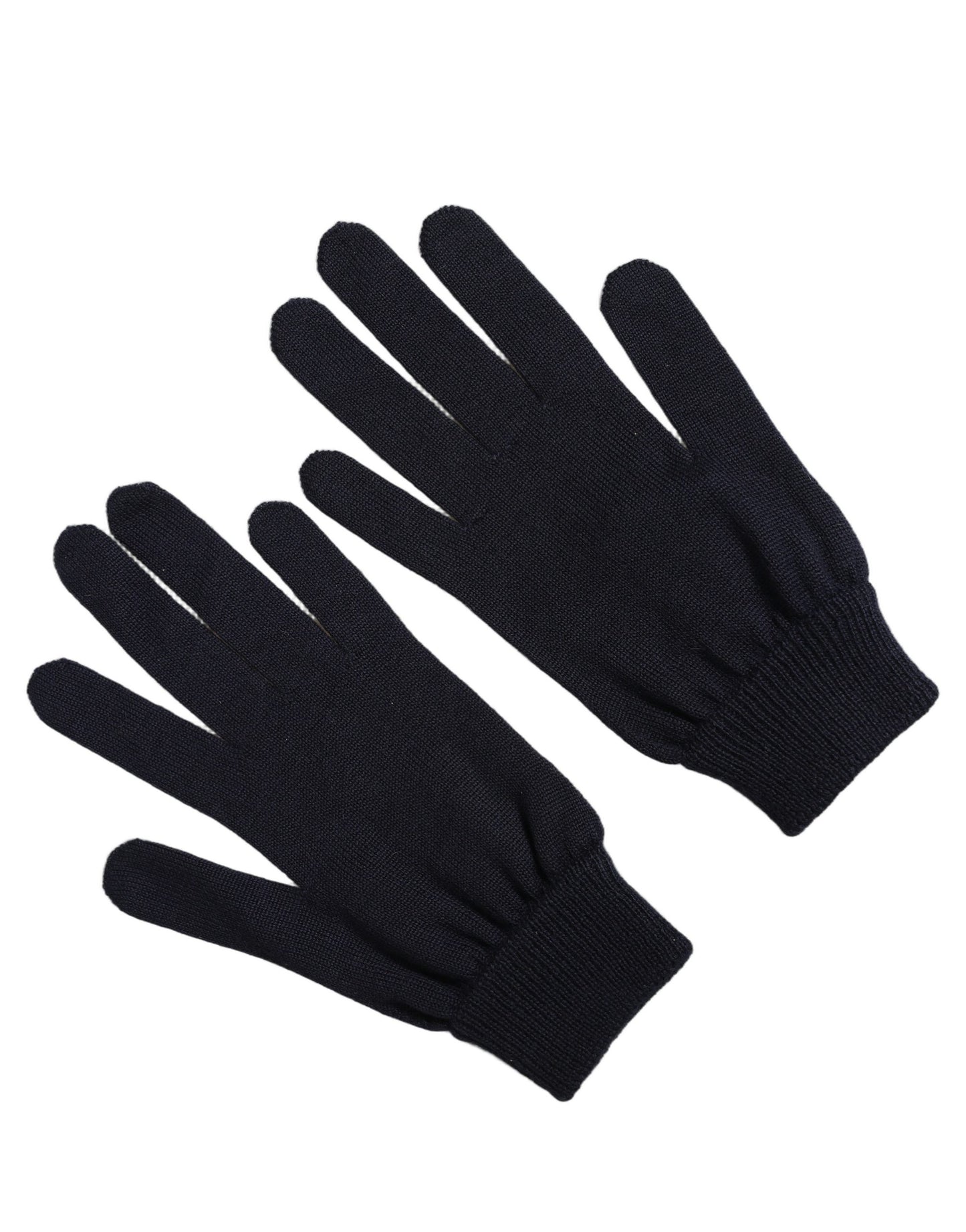 Dolce & Gabbana Dark Blue Cashmere Knitted Winter Gloves