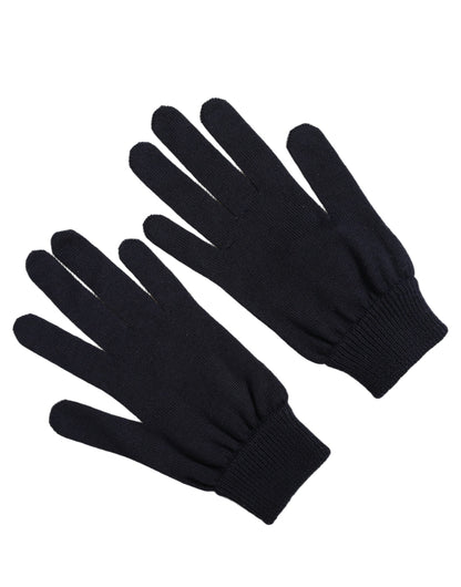 Dolce & Gabbana Dark Blue Cashmere Knitted Winter Gloves