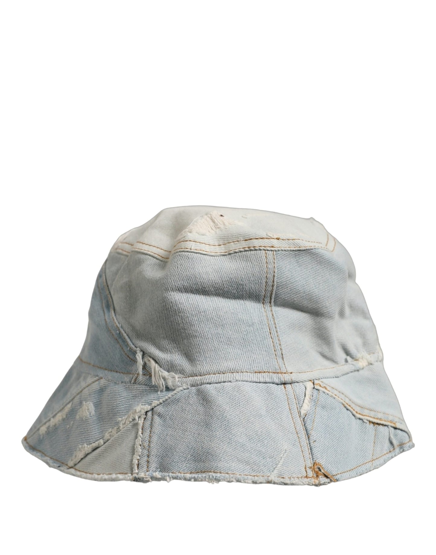 Dolce & Gabbana Men Blue Patchwork Cotton Denim Bucket Hat