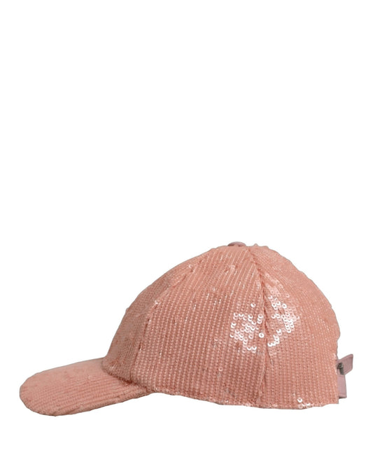 Dolce & Gabbana Men Pink Cotton Sequin Baseball Cap