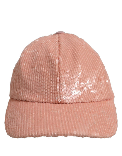 Dolce & Gabbana Men Pink Cotton Sequin Baseball Cap