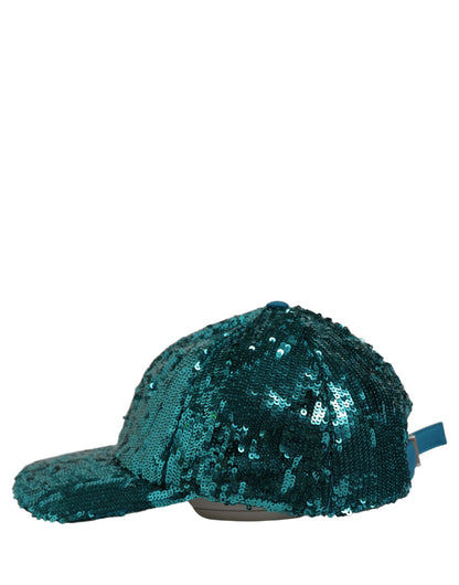 Dolce & Gabbana Green Cotton Sequin Baseball Cap