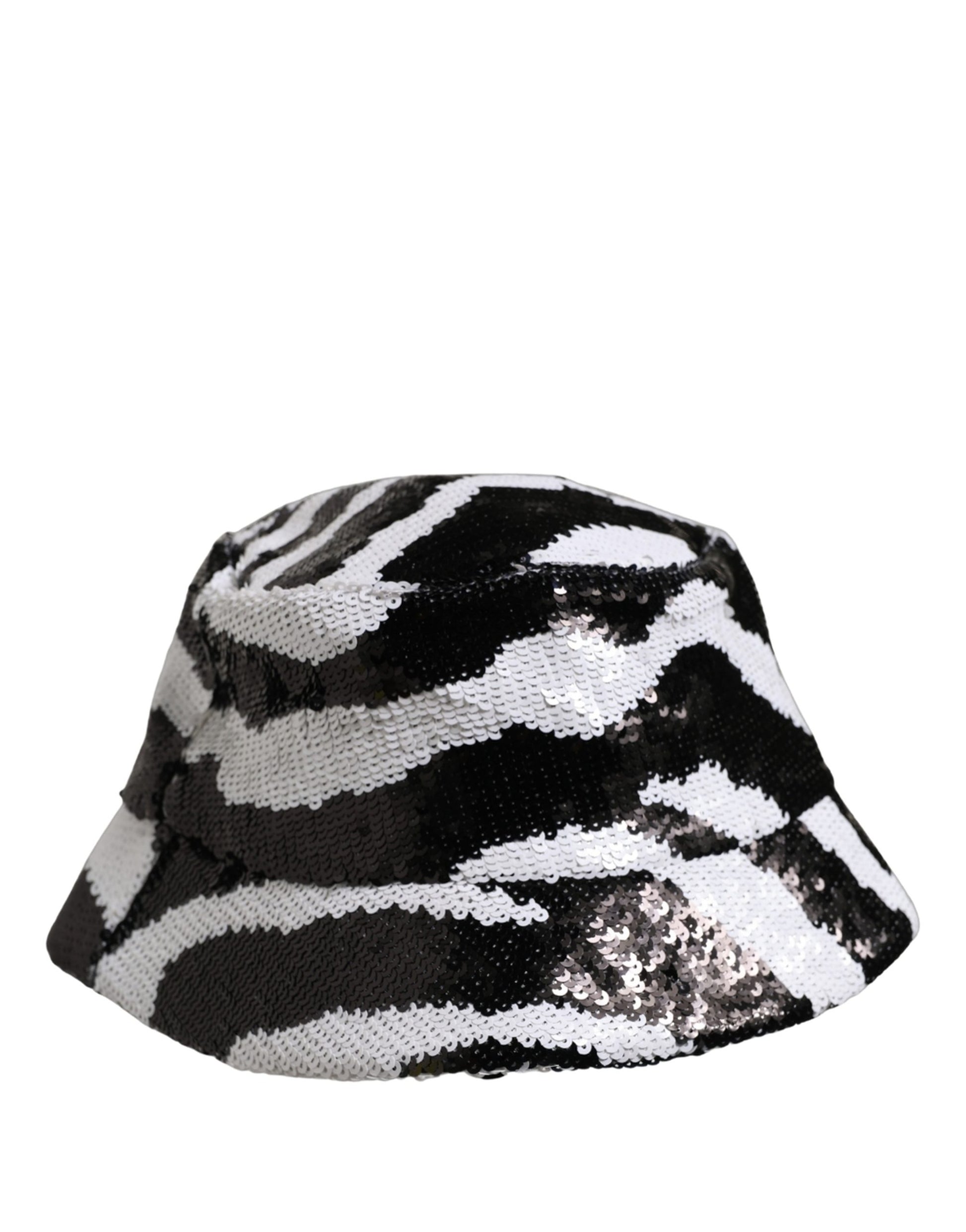 Dolce & Gabbana Men Black White Zebra Sequin Bucket Hat