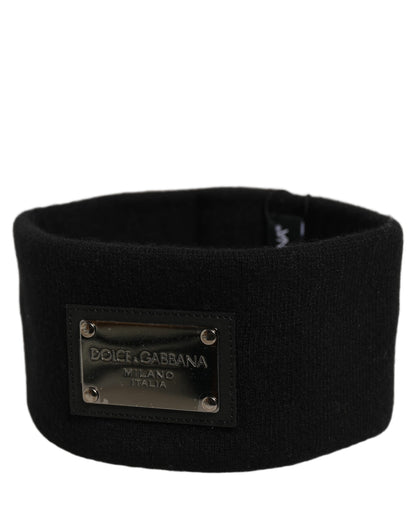 Dolce & Gabbana Men Black Cashmere Logo Plaque Headband