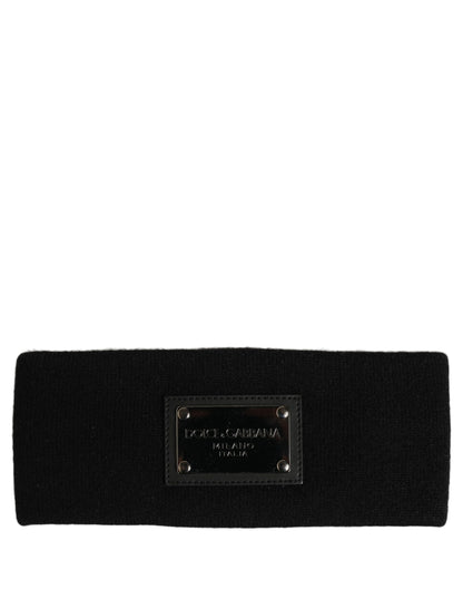 Dolce & Gabbana Men Black Cashmere Logo Plaque Headband