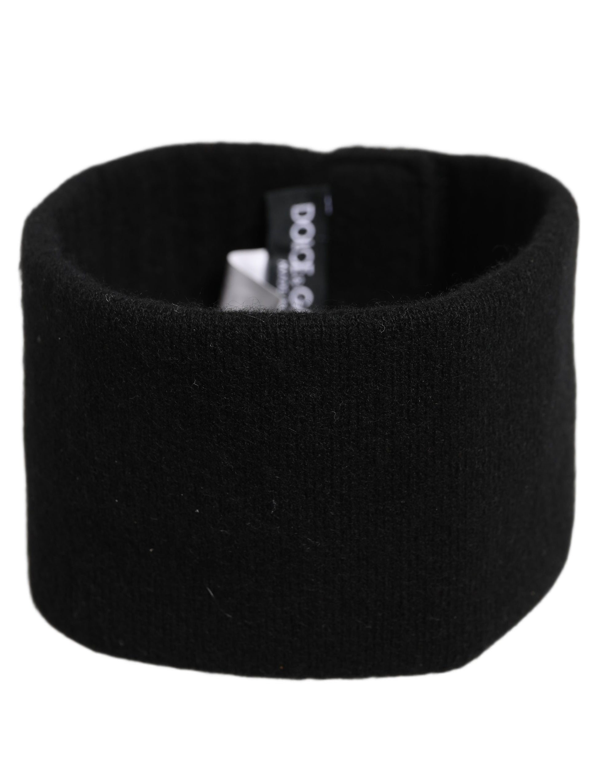 Dolce & Gabbana Men Black Cashmere Knitted Logo Headband One Size