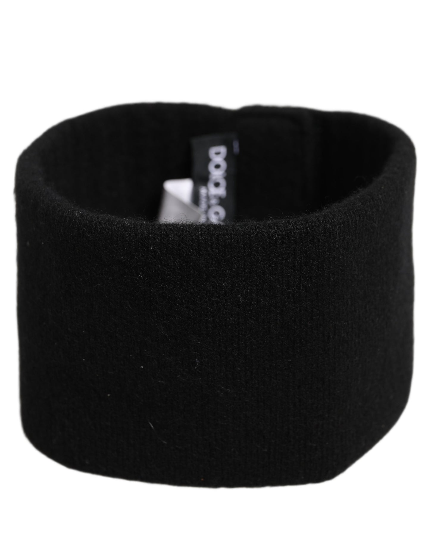 Dolce & Gabbana Men Black Cashmere Knitted Logo Headband One Size