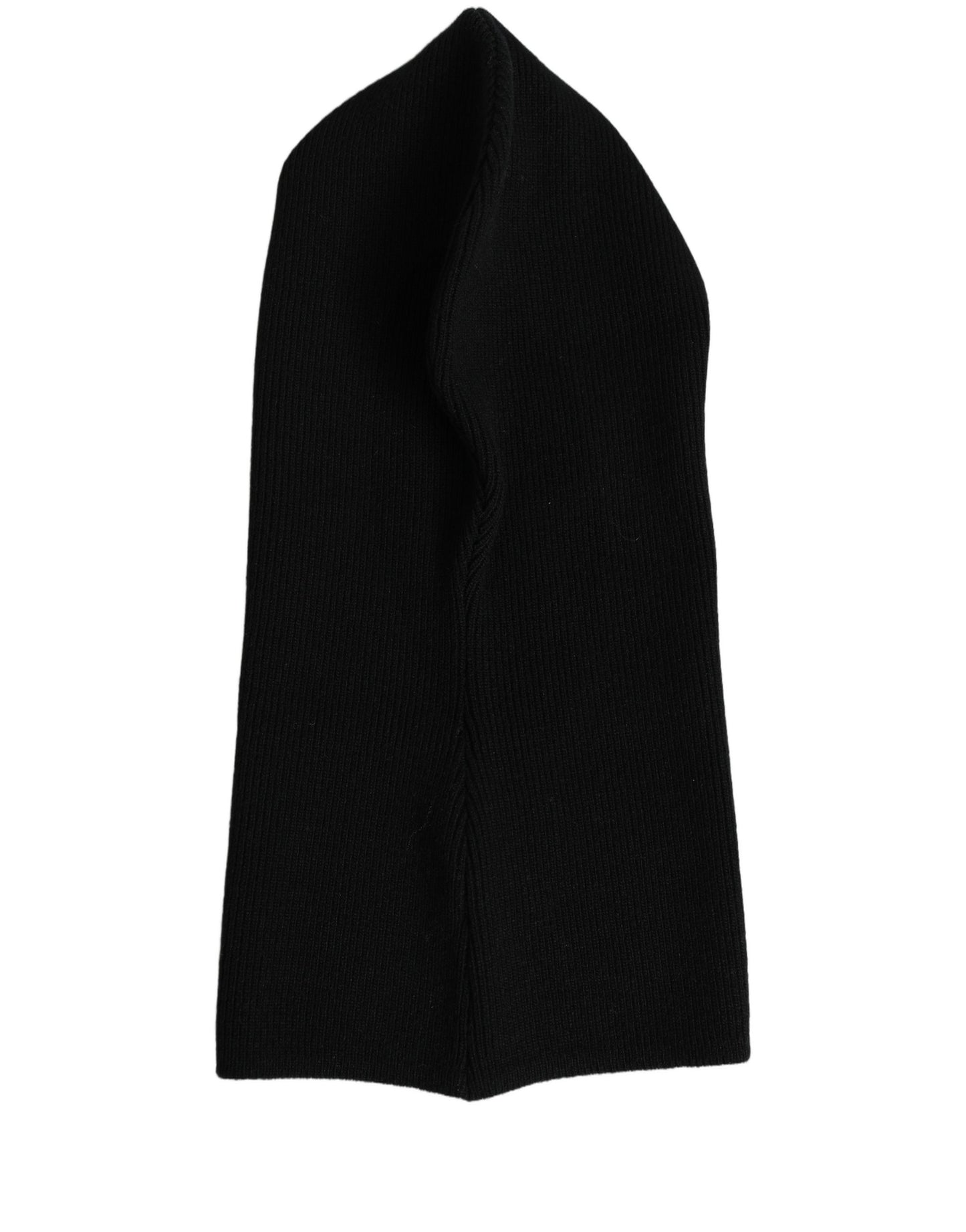 Dolce & Gabbana Men Black Wool Ribbed Knit Balaclava Wrap Hat