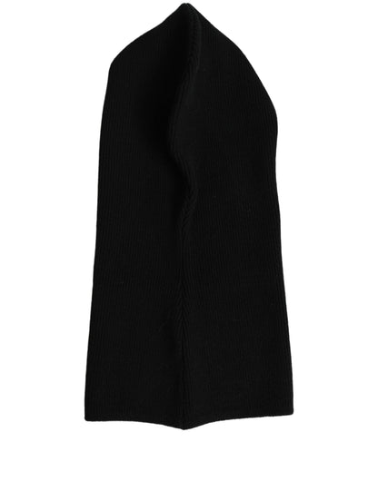 Dolce & Gabbana Men Black Wool Ribbed Knit Balaclava Wrap Hat