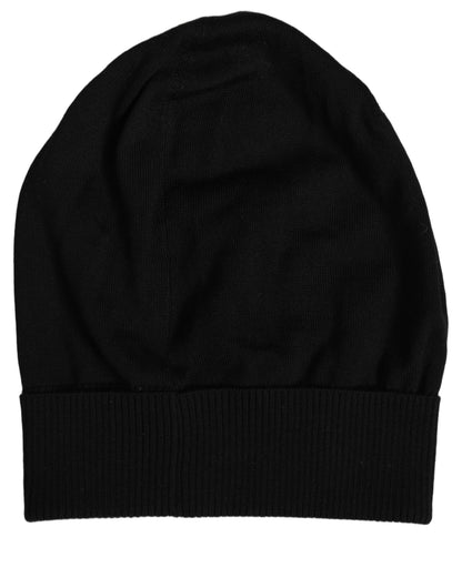 Dolce & Gabbana Men’s Black Virgin Wool Knitted Beanie Capello One Hat