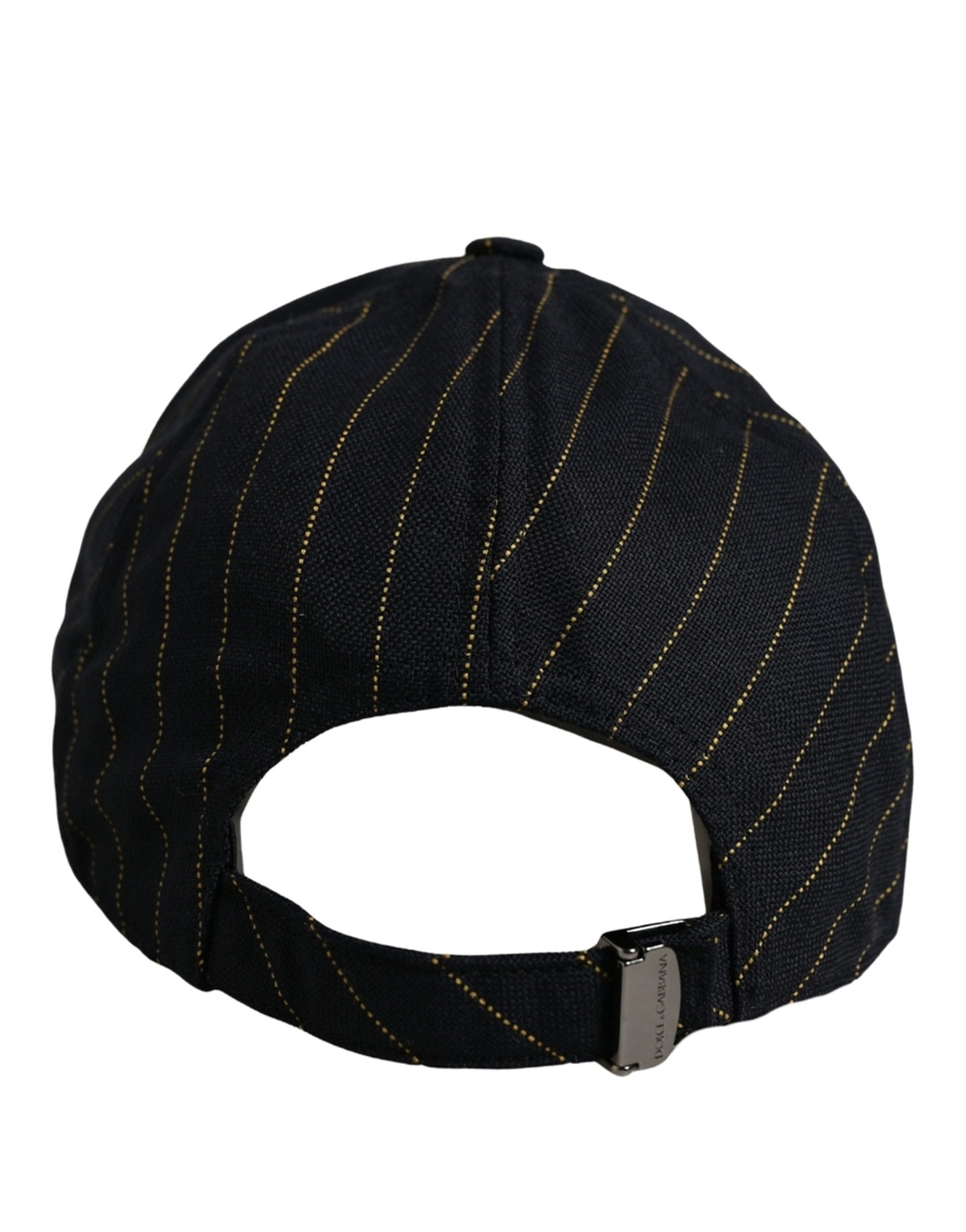 Dolce & Gabbana Black Gold Pinstriped Cotton Baseball Cap Hat