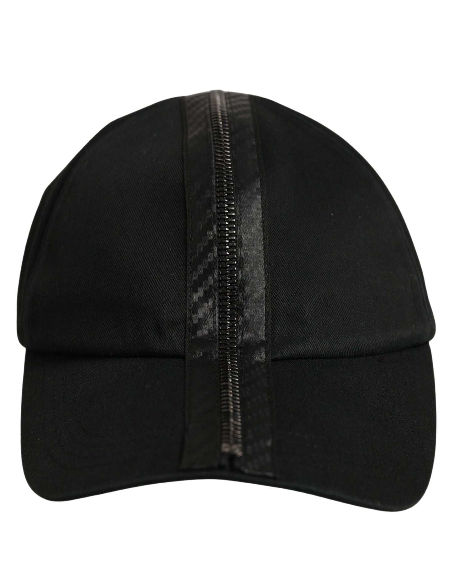 Dolce & Gabbana Black Cotton Baseball Cap with Zipper Details