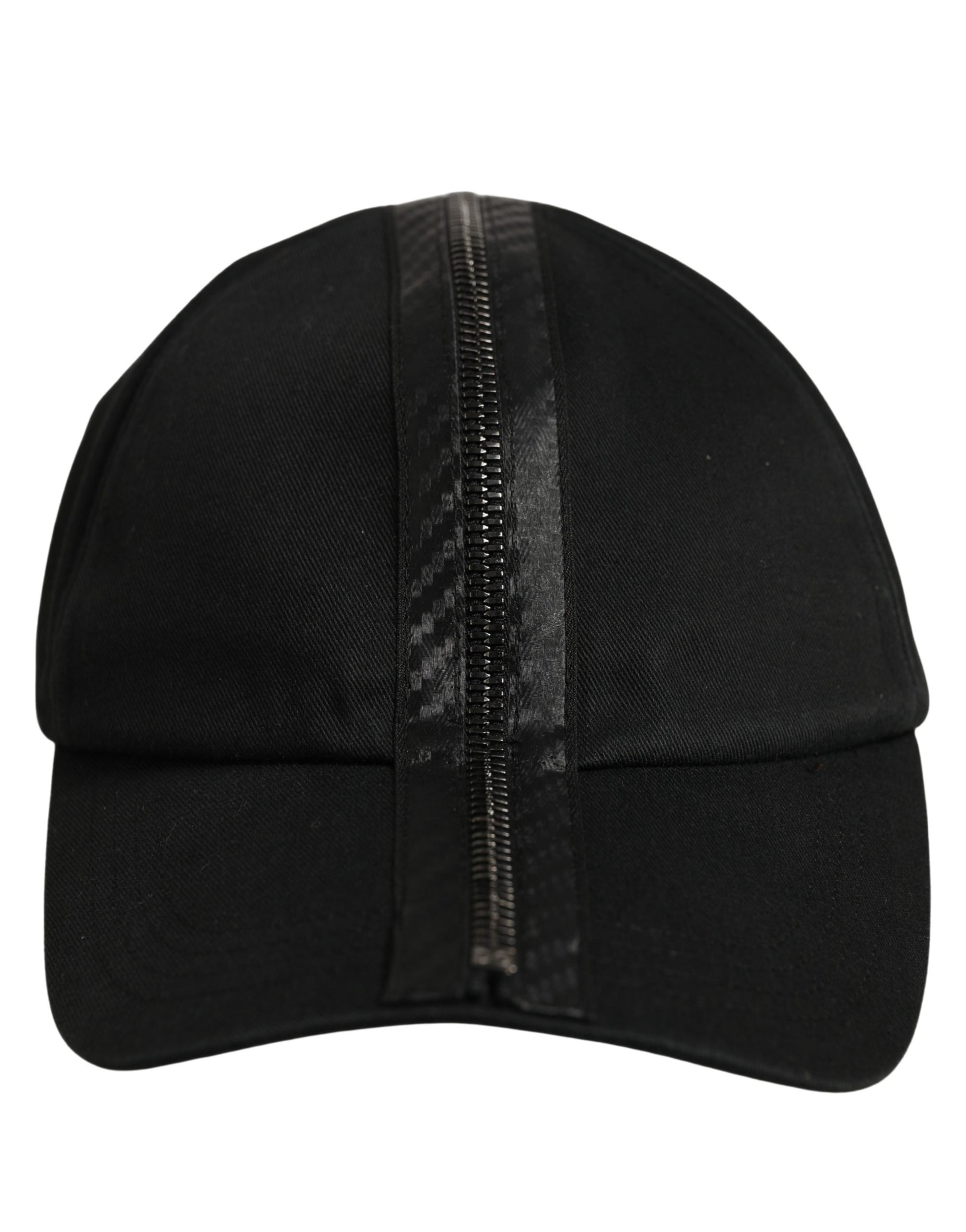 Dolce & Gabbana Black Cotton Baseball Cap with Zipper Details