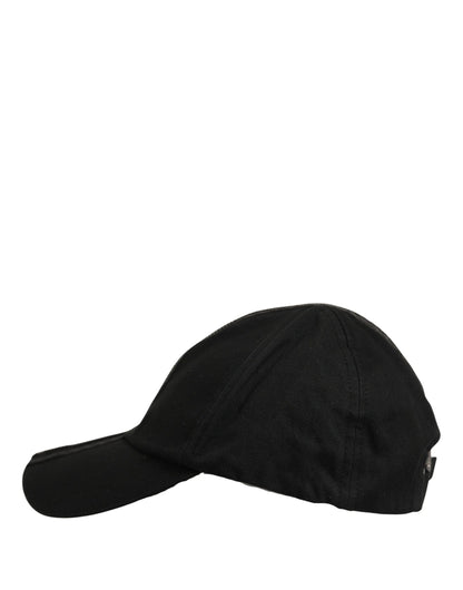 Dolce & Gabbana Black Cotton Baseball Cap with Zipper Details