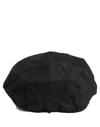 Dolce & Gabbana Men Black Cotton Newsboy Cap Hat
