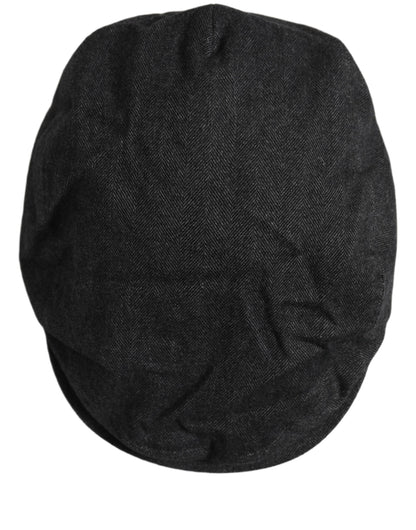 Dolce & Gabbana Men Black Cotton Newsboy Cap Hat