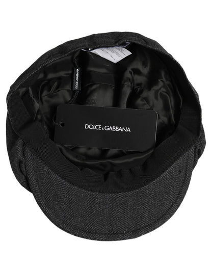 Dolce & Gabbana Men Black Cotton Newsboy Cap Hat