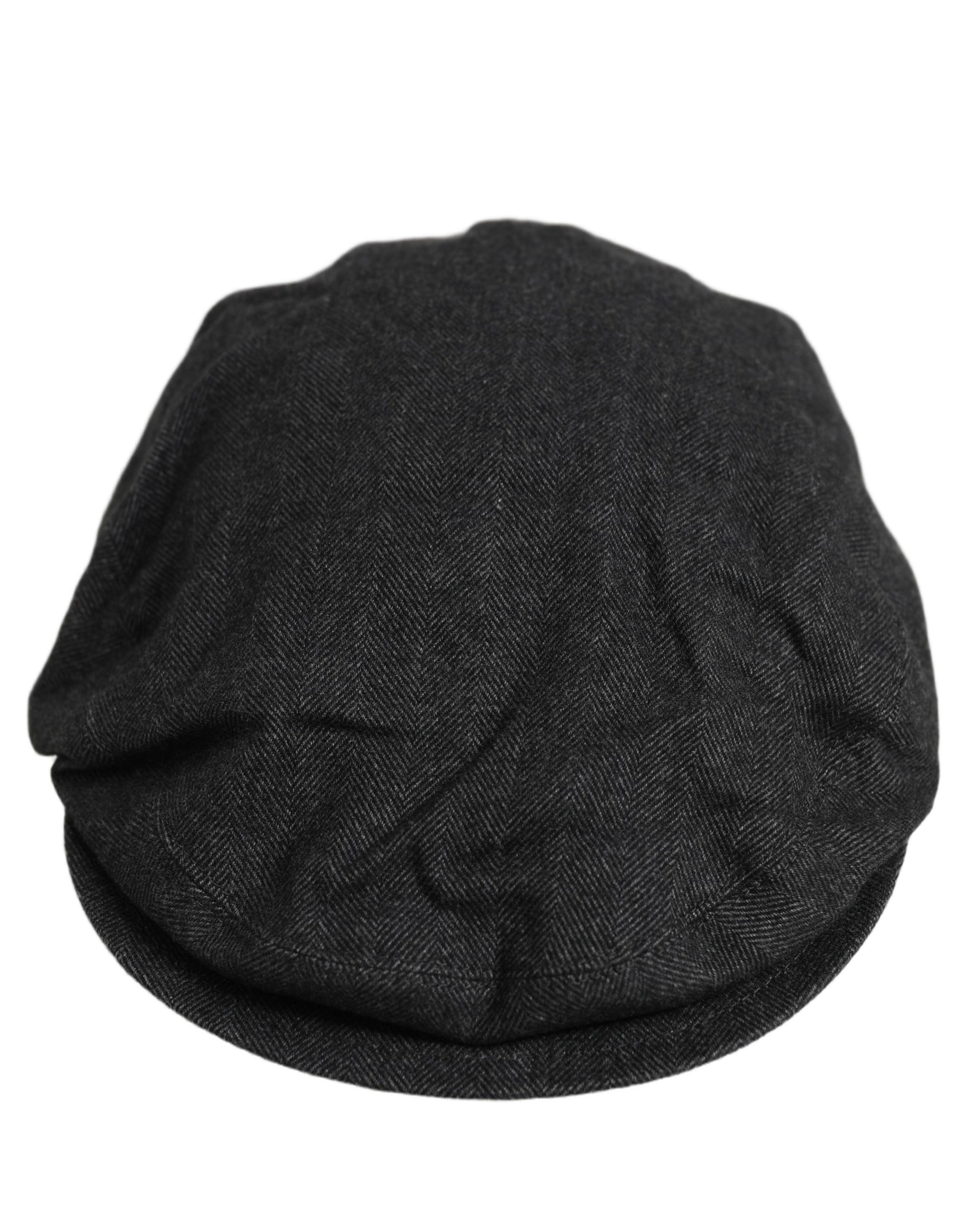 Dolce & Gabbana Men Black Cotton Newsboy Cap Hat
