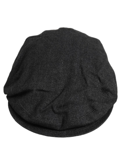 Dolce & Gabbana Men Black Cotton Newsboy Cap Hat