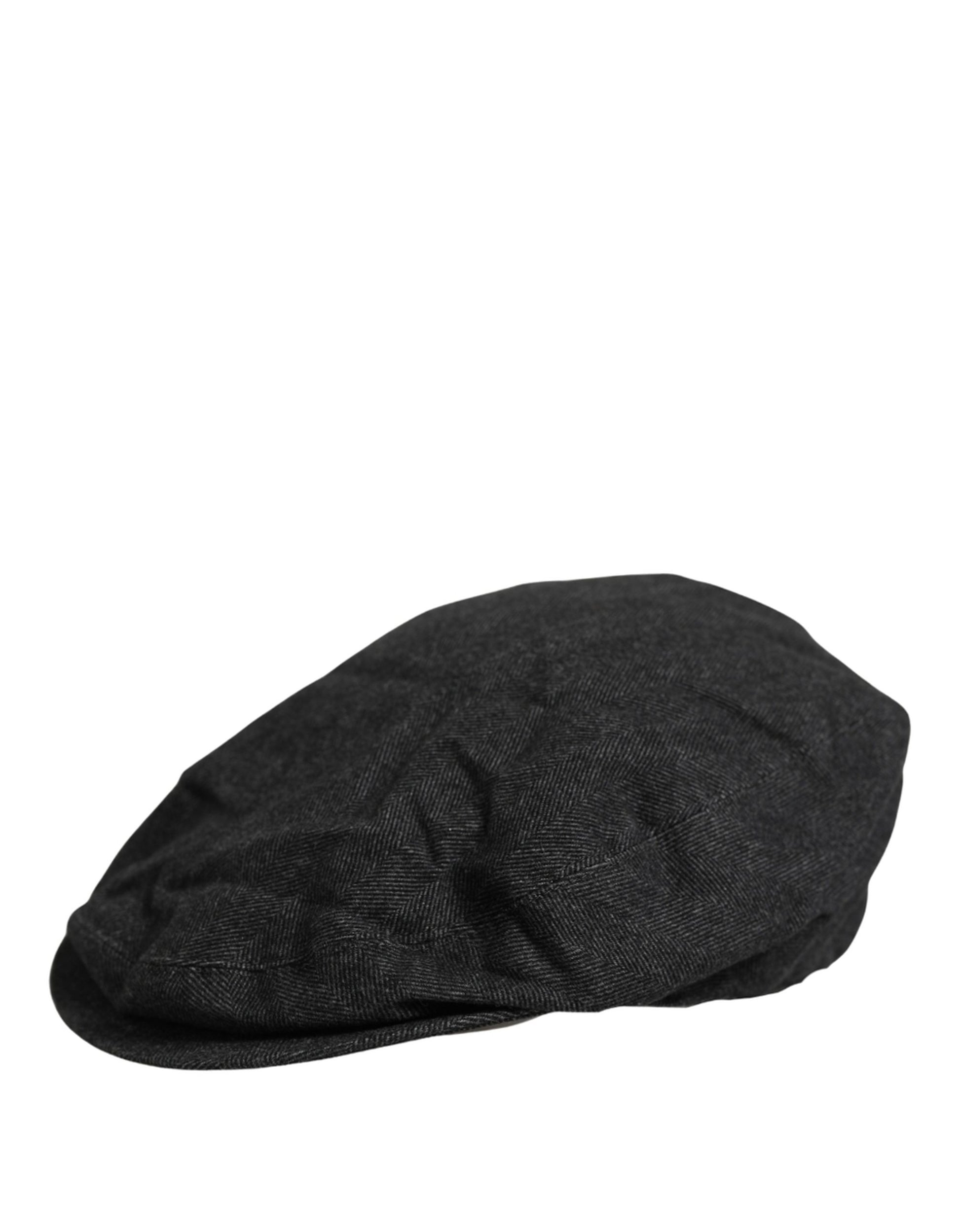 Dolce & Gabbana Men Black Cotton Newsboy Cap Hat