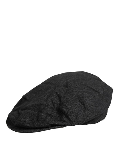Dolce & Gabbana Men Black Cotton Newsboy Cap Hat