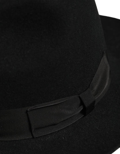 Dolce & Gabbana Men Black Classic Wide Brim Fedora Hat
