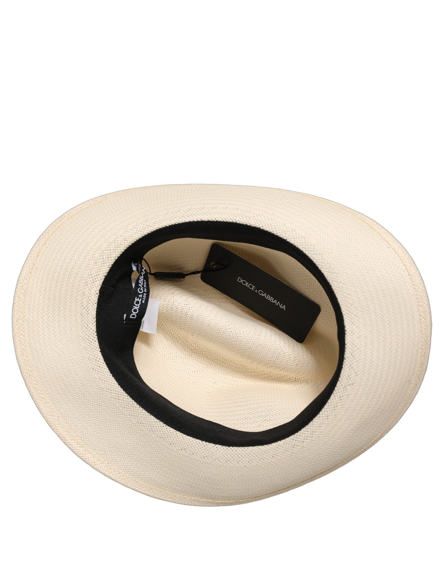 Dolce & Gabbana Men White Paper Straw Fedora Panama Hat
