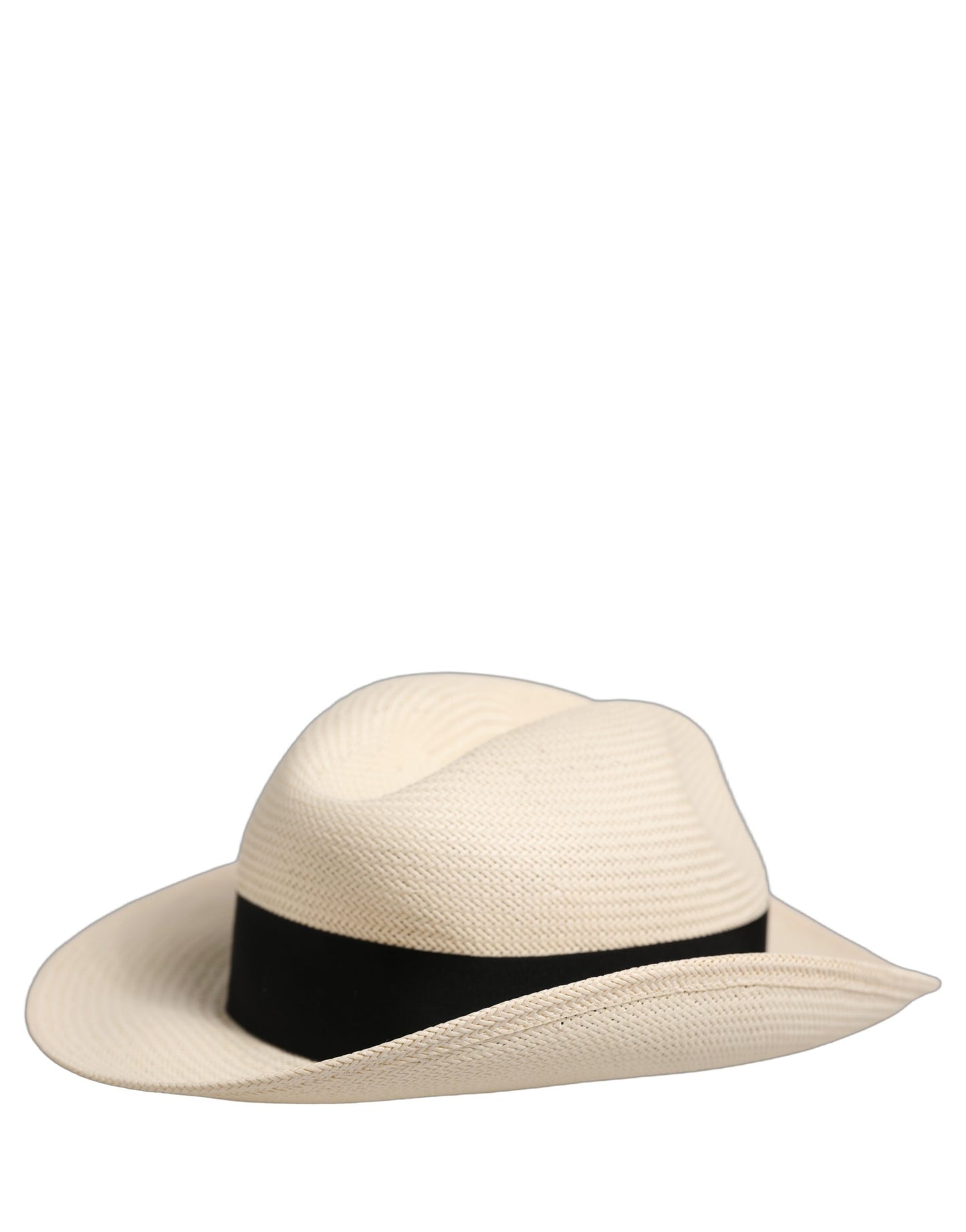 Dolce & Gabbana Men White Paper Straw Fedora Panama Hat
