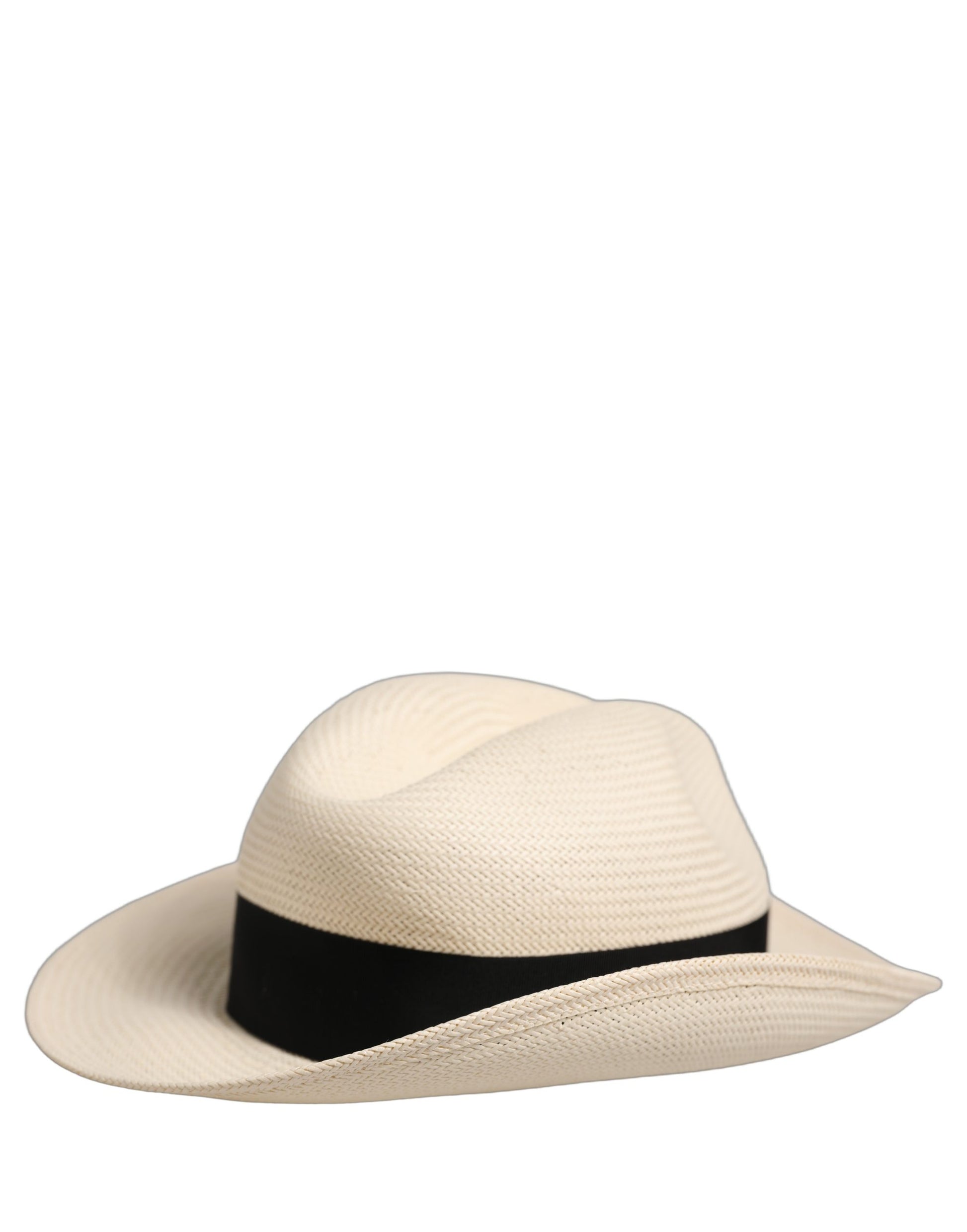 Dolce & Gabbana Men White Paper Straw Fedora Panama Hat