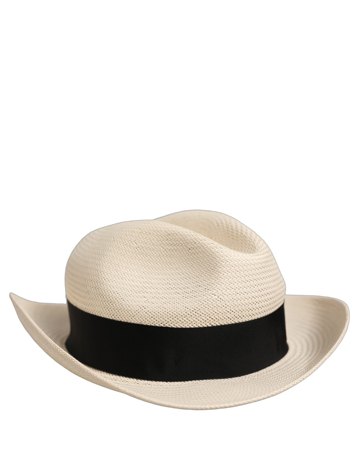 Dolce & Gabbana Men White Paper Straw Fedora Panama Hat