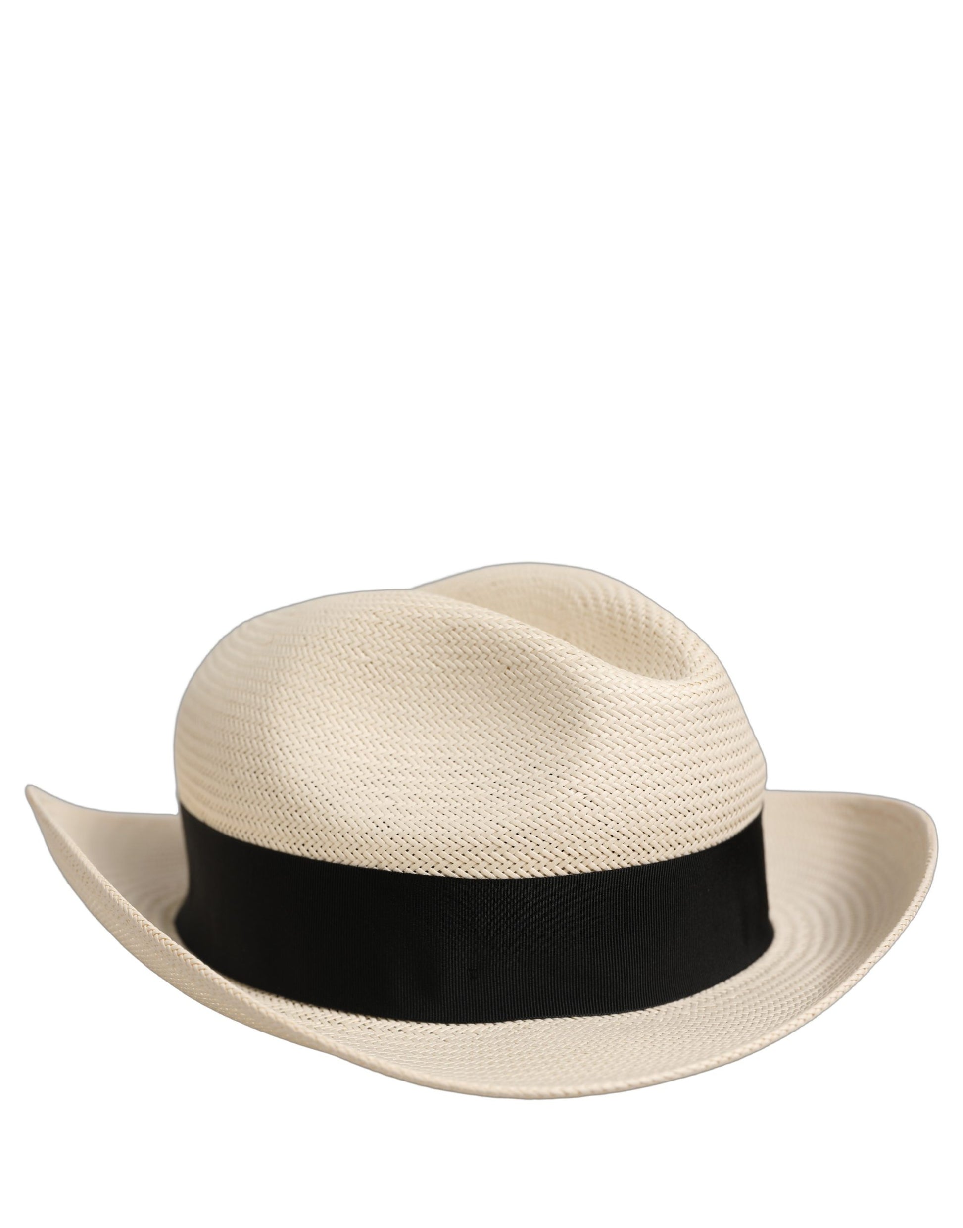 Dolce & Gabbana Men White Paper Straw Fedora Panama Hat