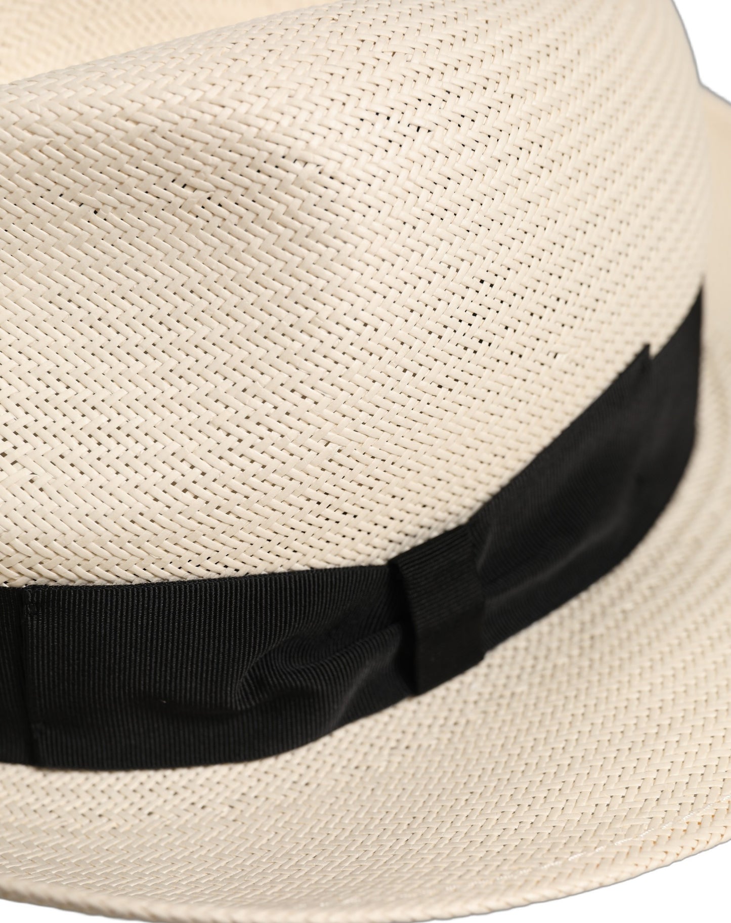 Dolce & Gabbana Men White Paper Straw Fedora Panama Hat