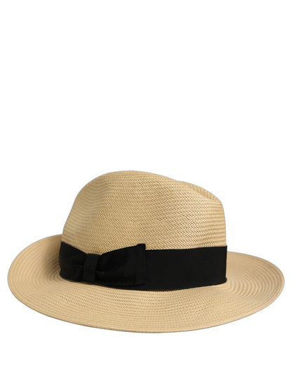 Dolce & Gabbana Men Beige Paper Straw Fedora Panama Hat