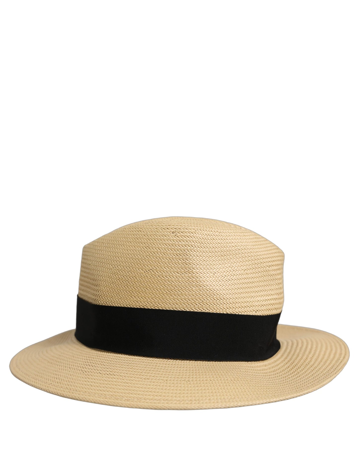 Dolce & Gabbana Men Beige Paper Straw Fedora Panama Hat