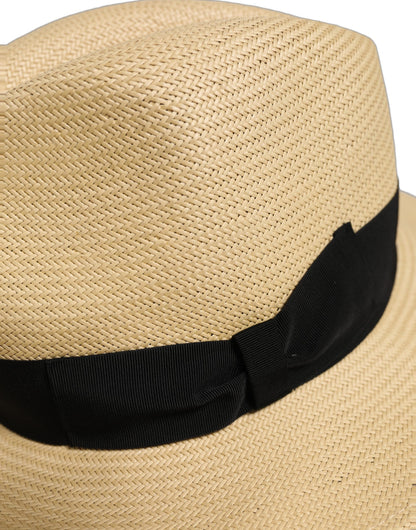 Dolce & Gabbana Men Beige Paper Straw Fedora Panama Hat