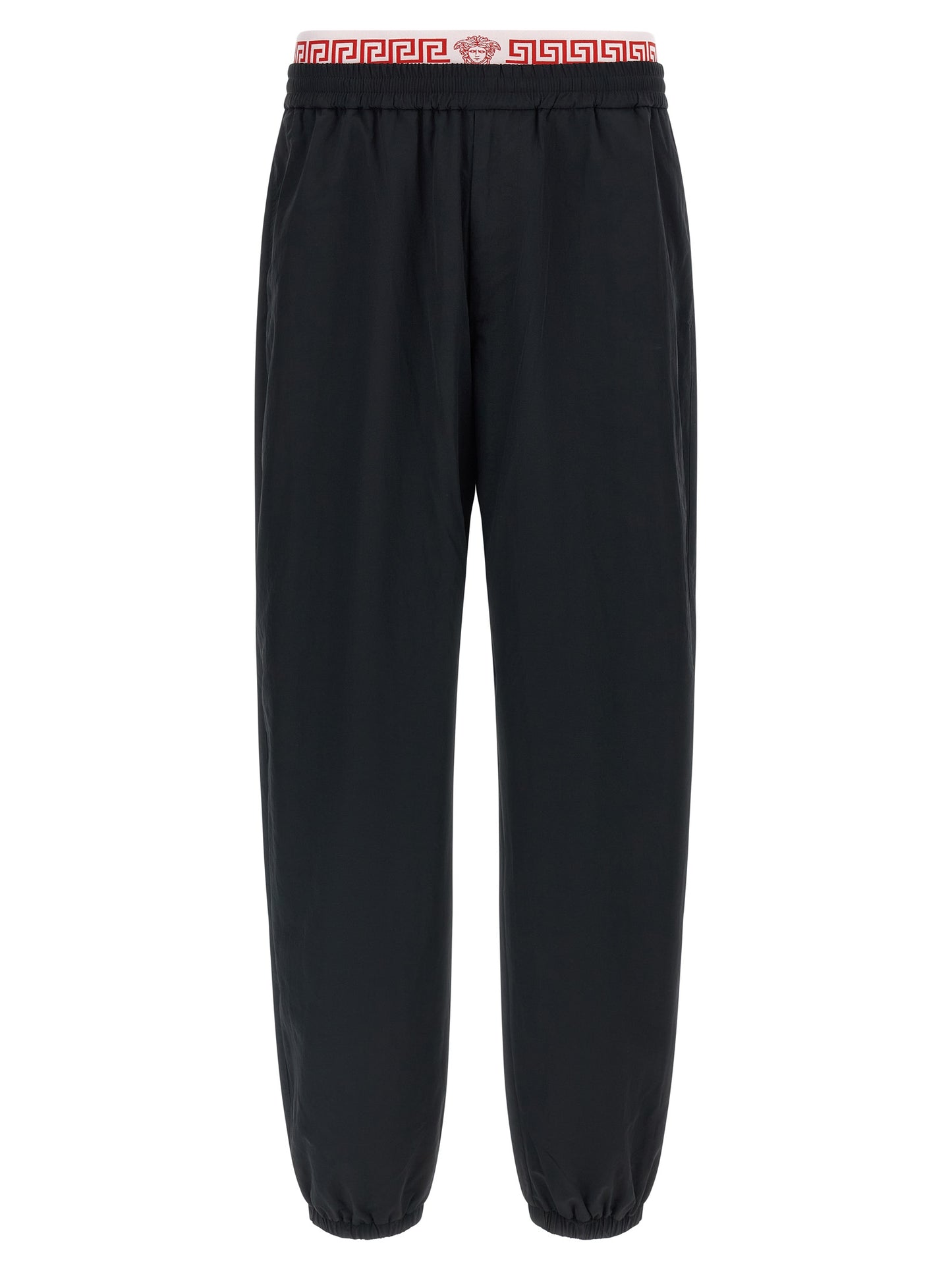Versace Black Polyamide Joggers with Double Waist Design