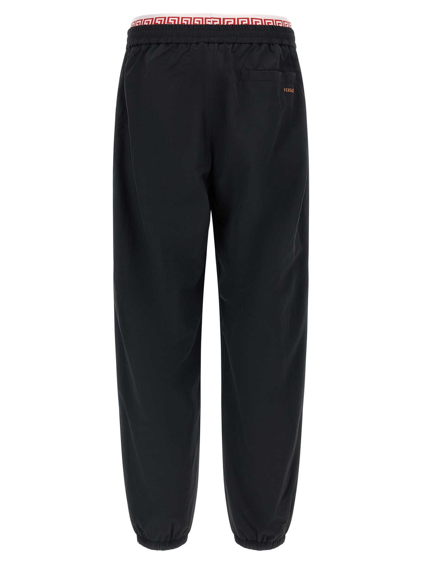 Versace Black Polyamide Joggers with Double Waist Design