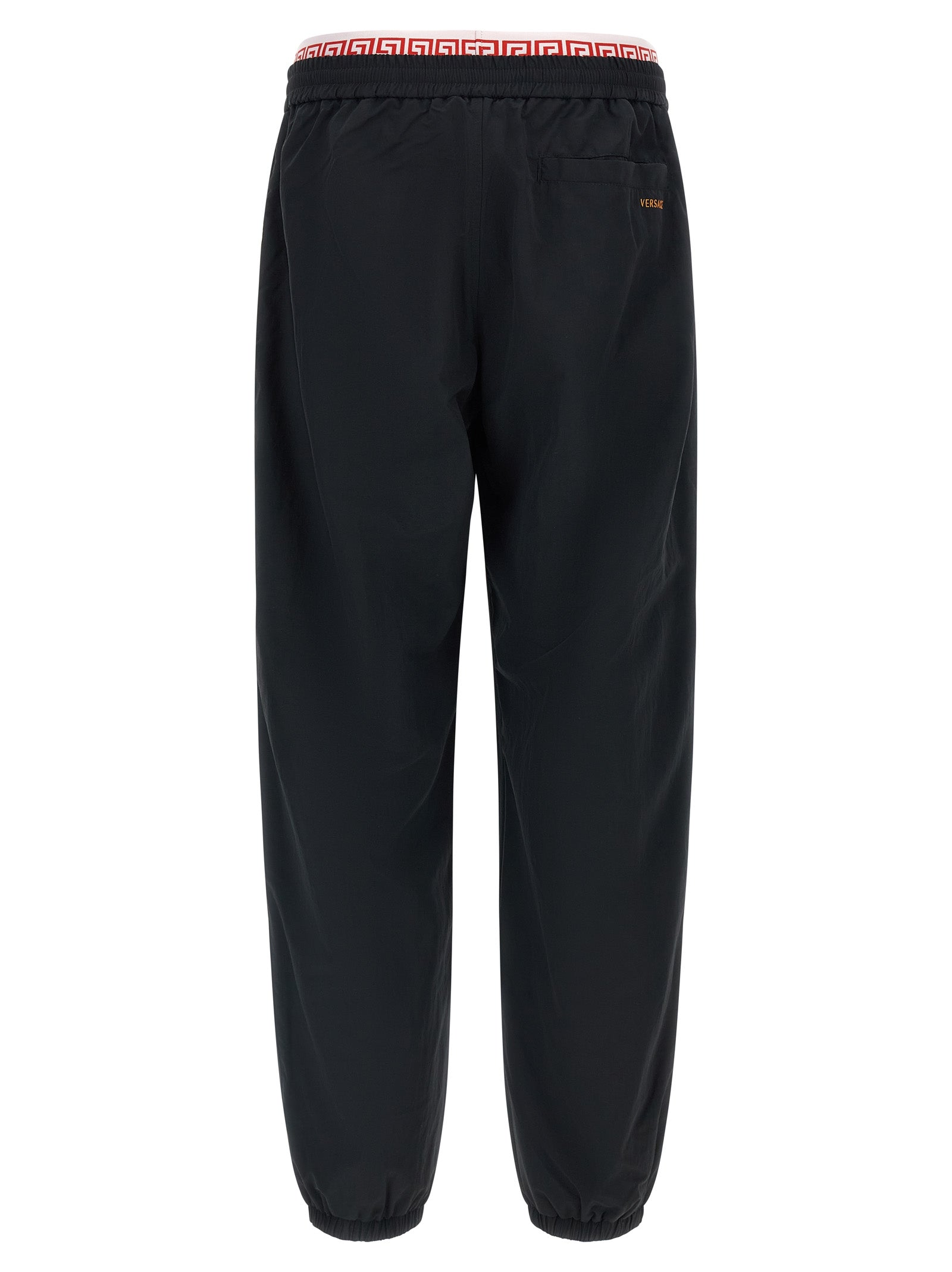Versace Black Polyamide Joggers with Double Waist Design