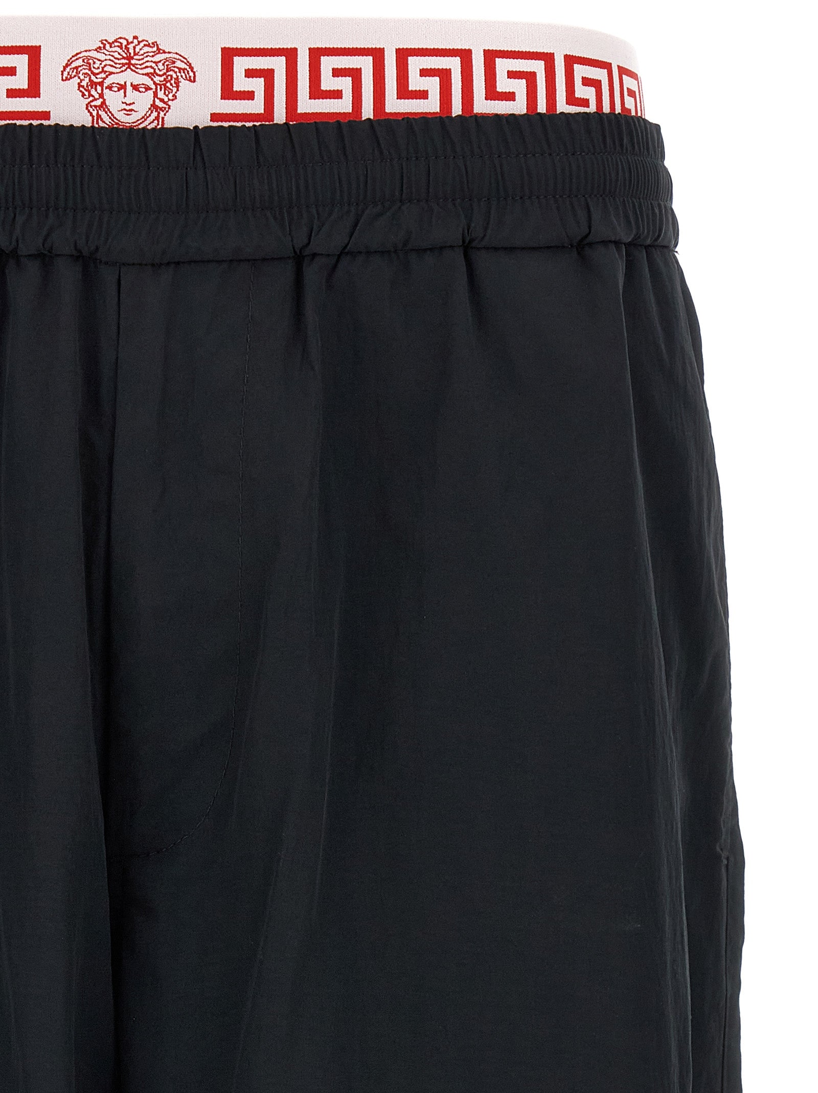 Versace Black Polyamide Joggers with Double Waist Design