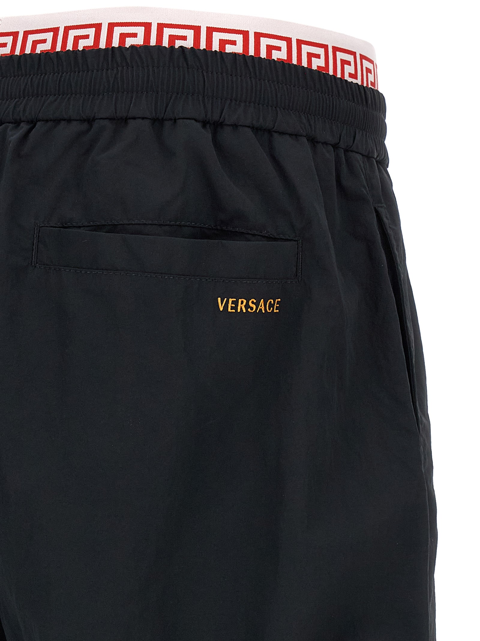Versace Black Polyamide Joggers with Double Waist Design