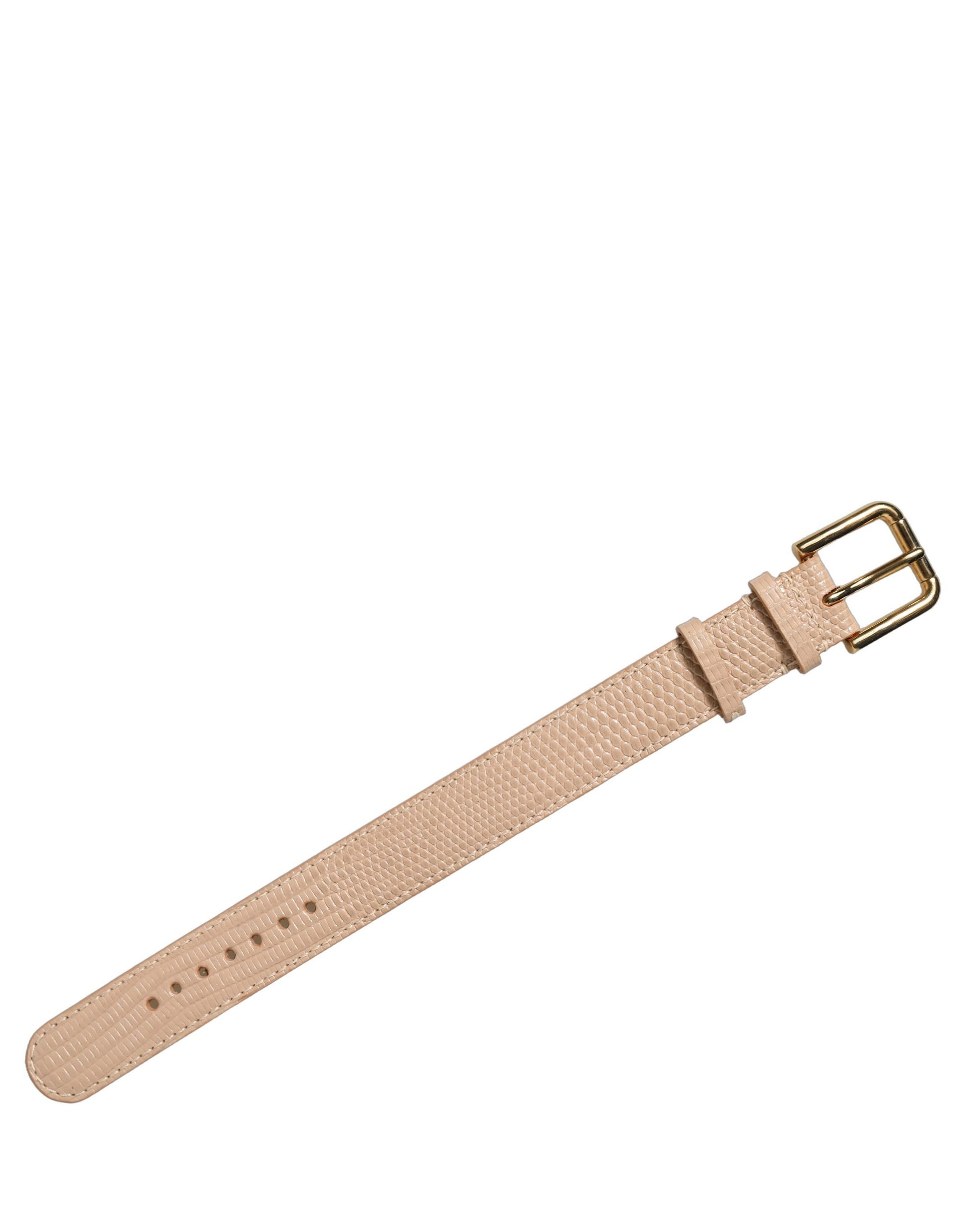 Dolce & Gabbana Beige Textured Leather Gold Buckle Bracelet