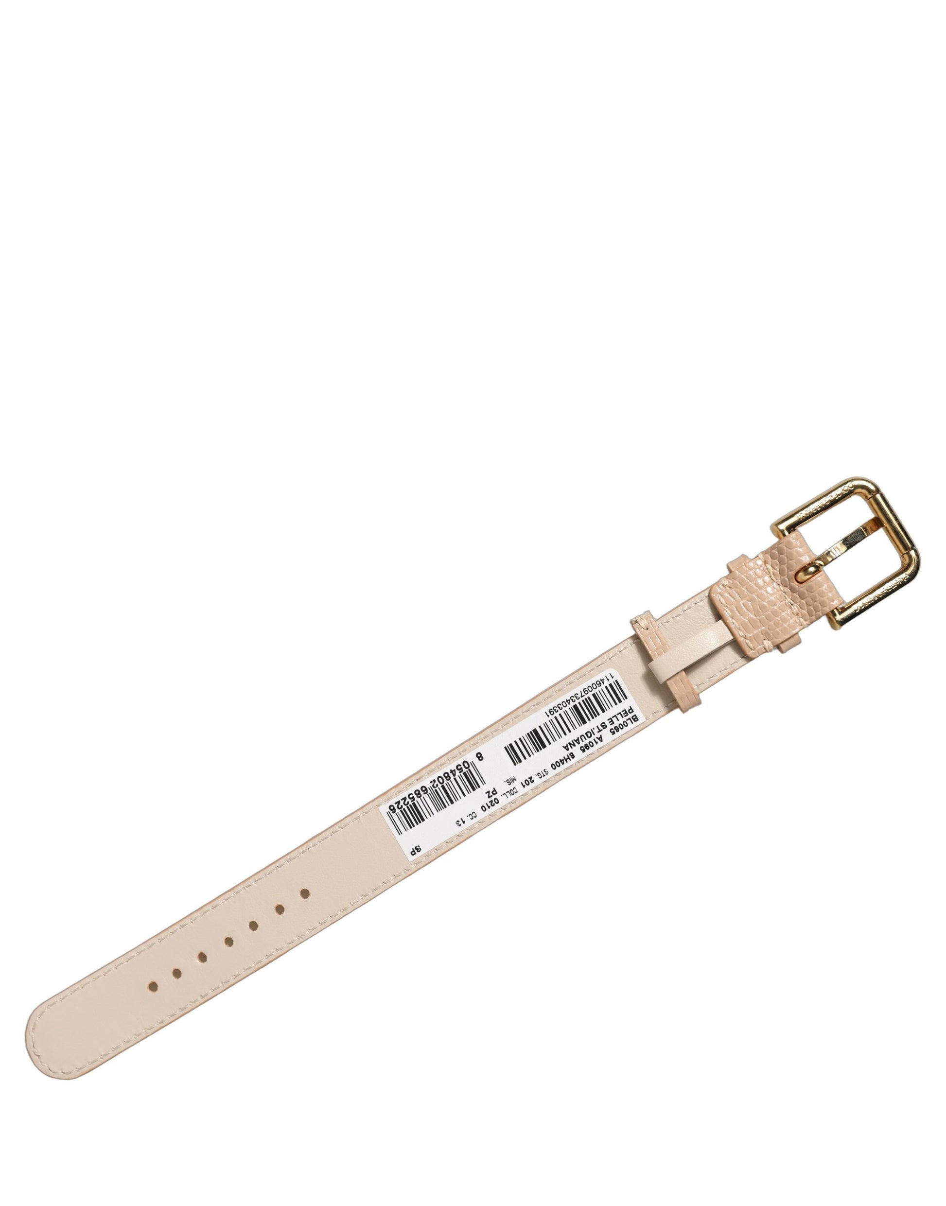 Dolce & Gabbana Beige Textured Leather Gold Buckle Bracelet