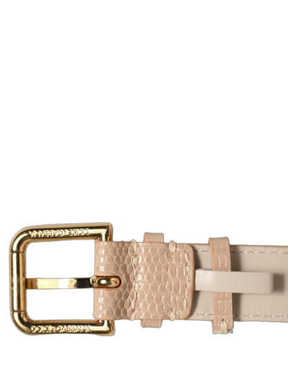 Dolce & Gabbana Beige Textured Leather Gold Buckle Bracelet