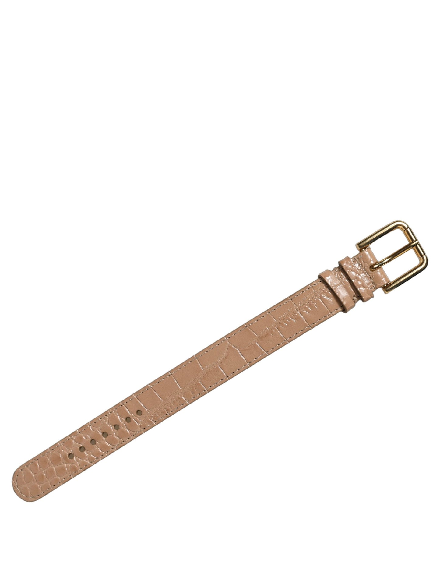 Dolce & Gabbana Brown Embossed Leather Gold Buckle Bracelet Strap