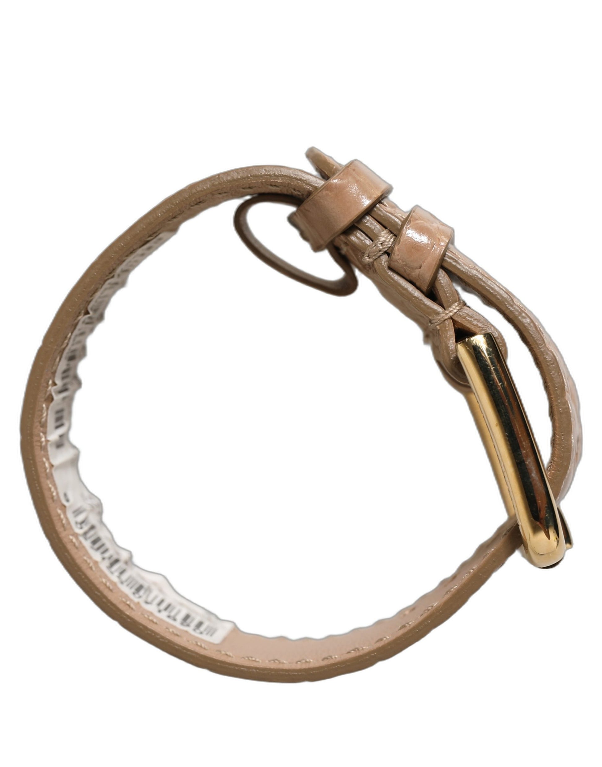Dolce & Gabbana Brown Embossed Leather Gold Buckle Bracelet Strap
