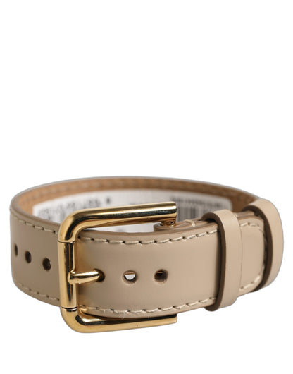 Dolce & Gabbana Beige Calfskin Leather Gold Buckle Bracelet Strap